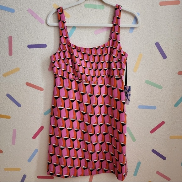 NWT Diane Von Furstenberg pink and Orange Geometric Dress size 12 x target. - Picture 4 of 8